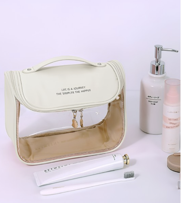 Off White Water Resistant Travel Makeup Accessory - Image 3